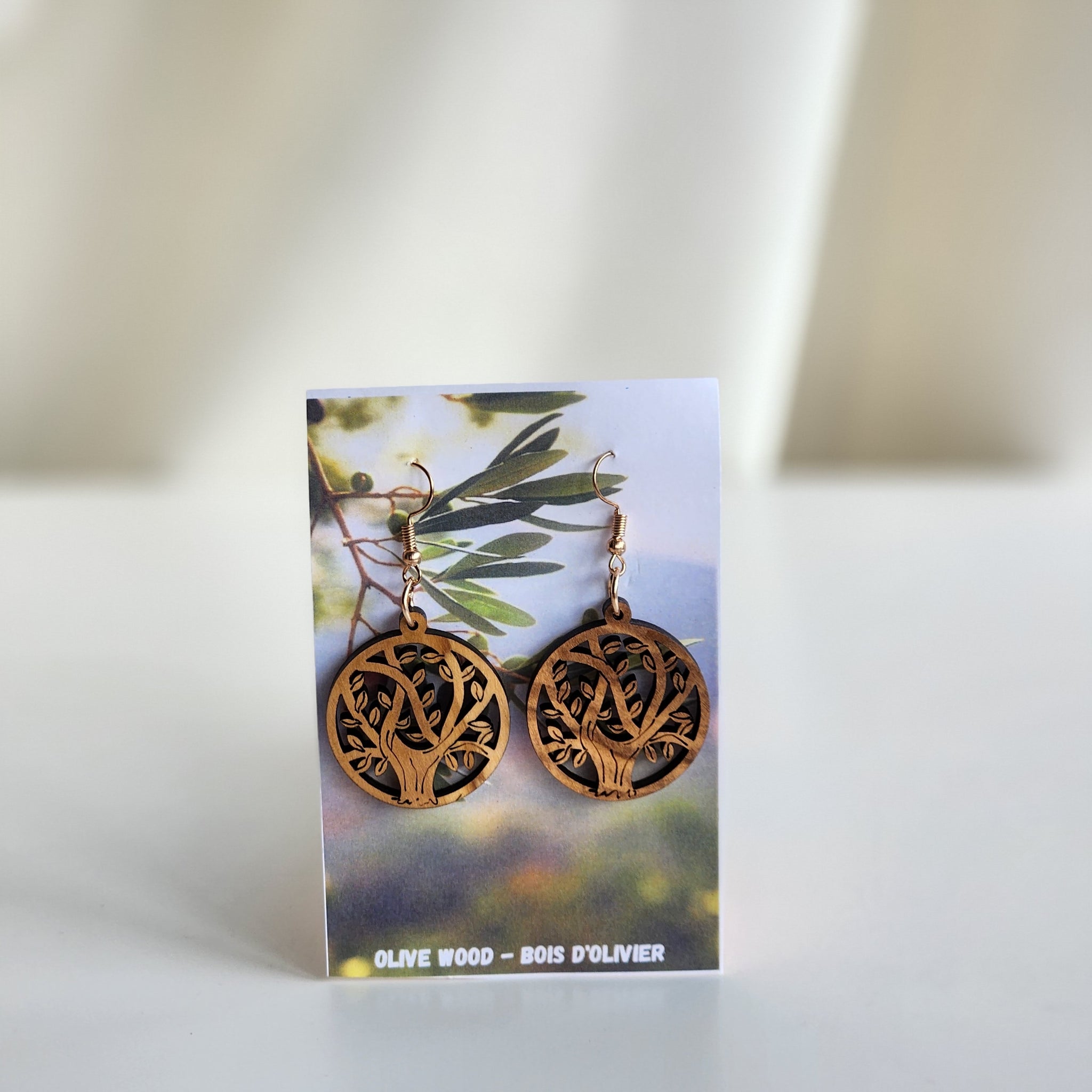 Wooden tree clearance of life earrings