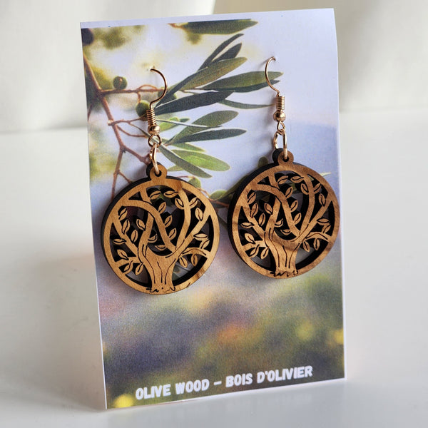 Boucles d'oreilles en bois d'olivier